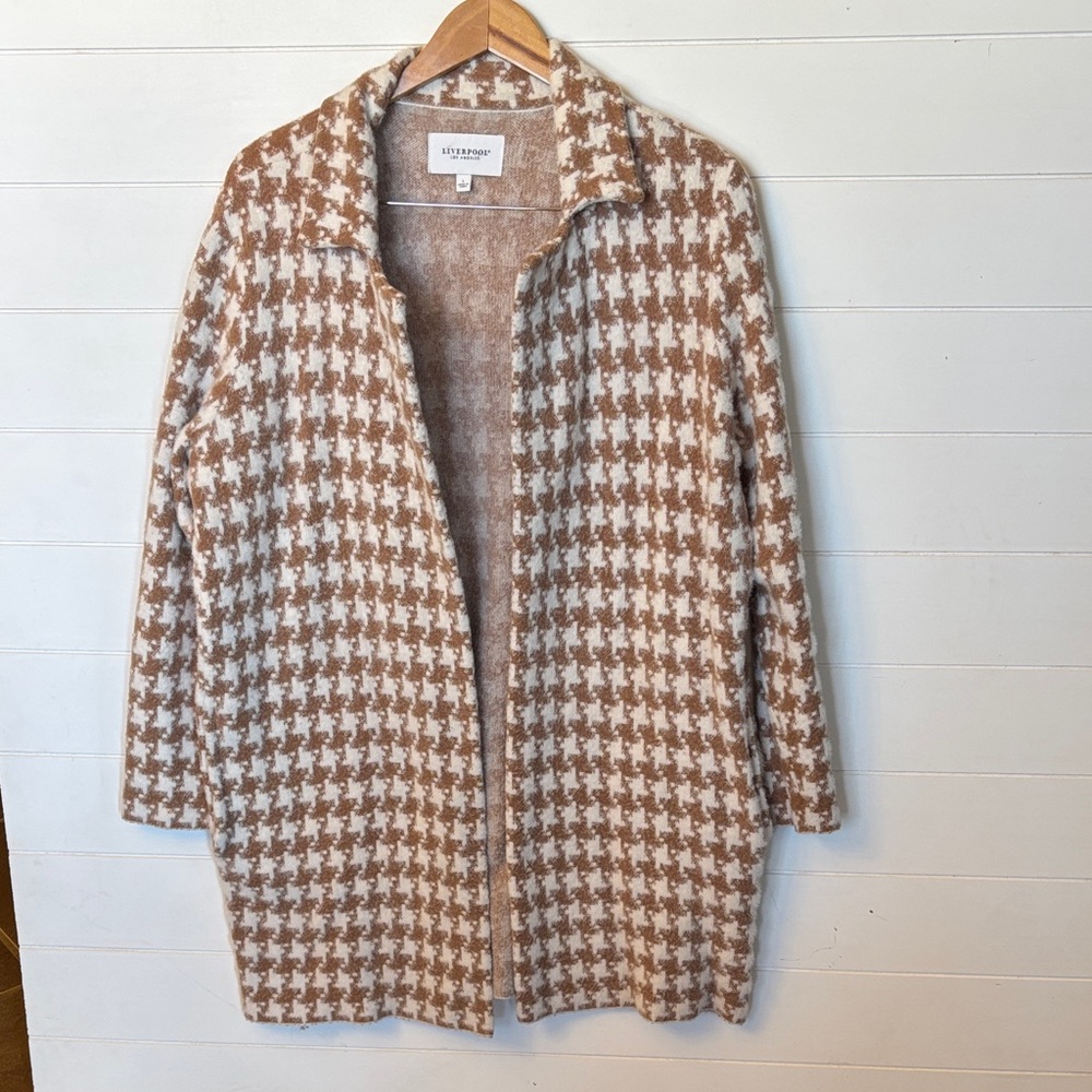 Liverpool Houndstooth Open Faced Cardigan! Large